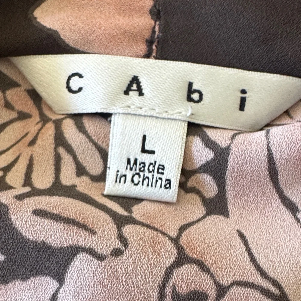 CAbi Floral Sleeveless Draped Blouse Charcoal & Pink - Size Large - Picture 8 of 10
